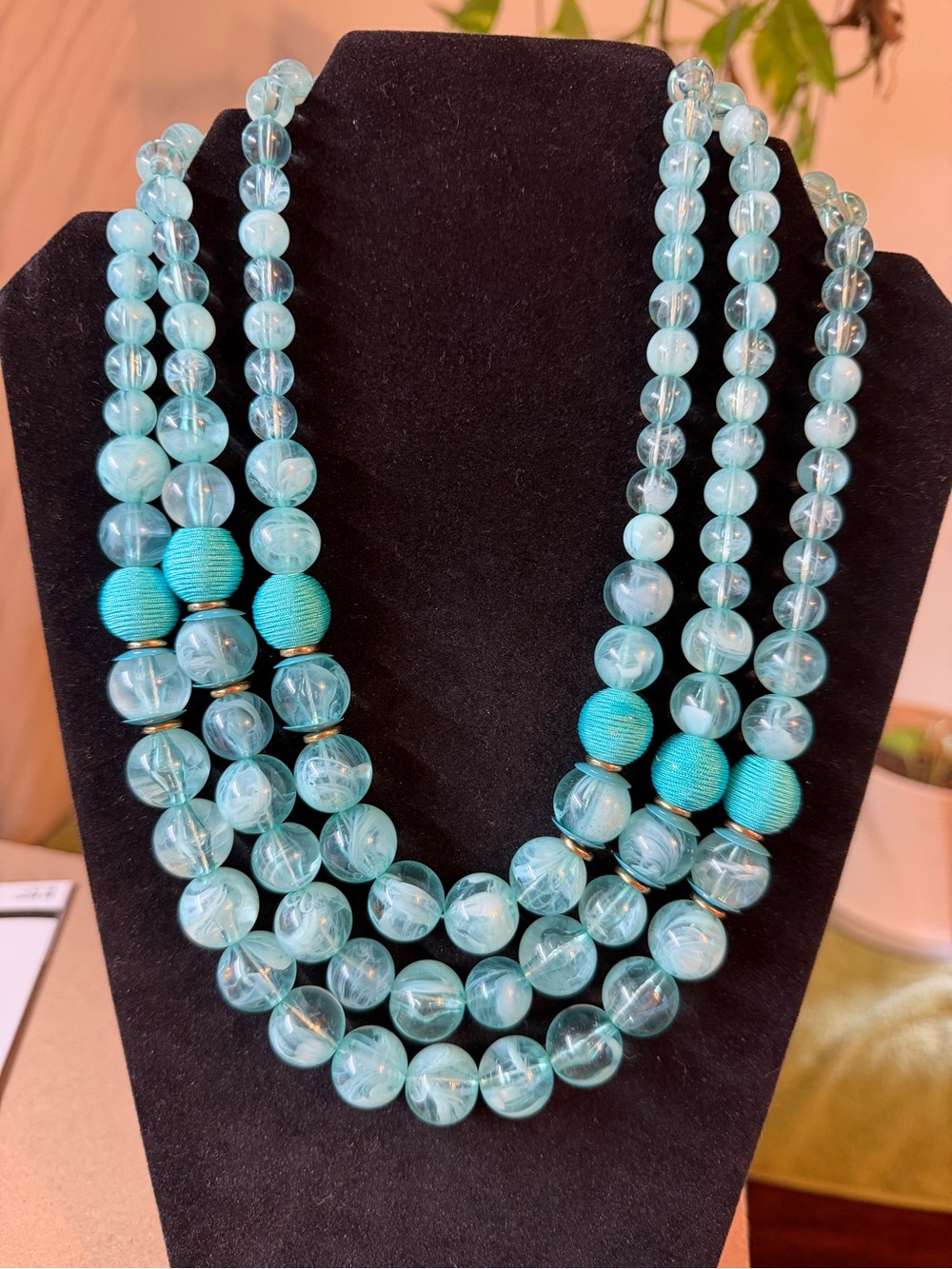 Aqua Multi-Strand Bead Necklace - Women's Jewelry